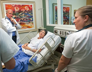 Nursing assistant training with real patient for skills tests
